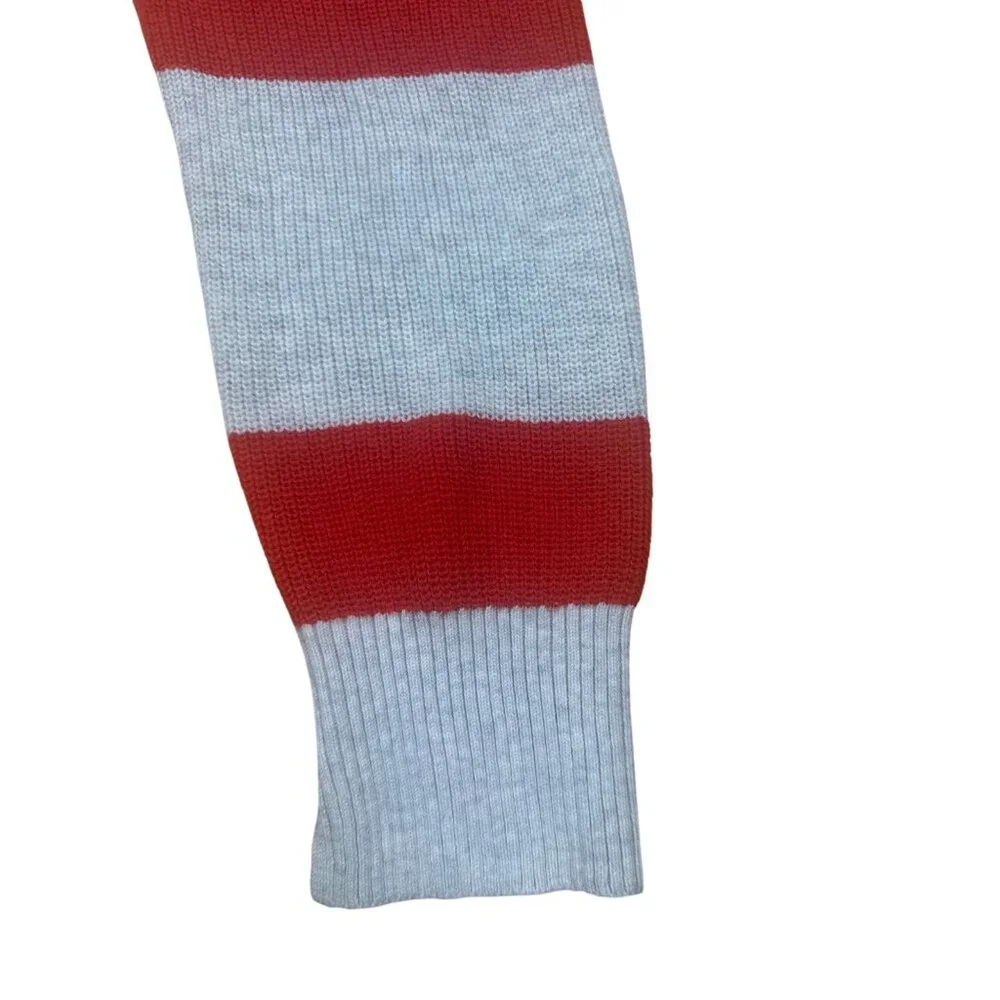 French Connection Striped Sweater Gray Yellow Orange Cotton Size M - Picture 6 of 7